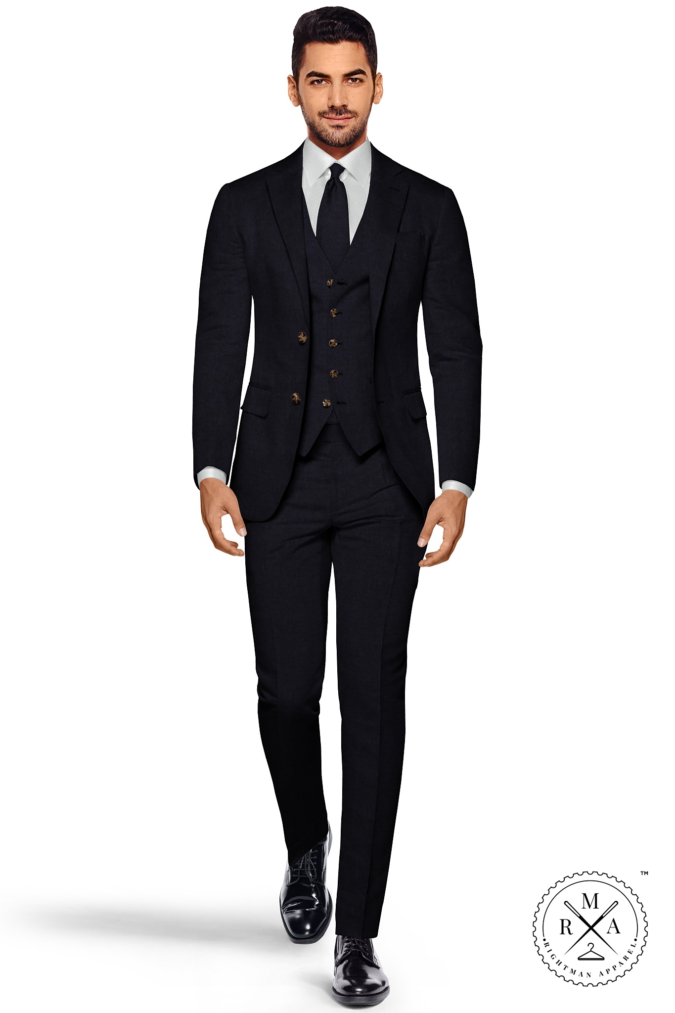 Solid Navy Blue TR Three Piece Suit SU02