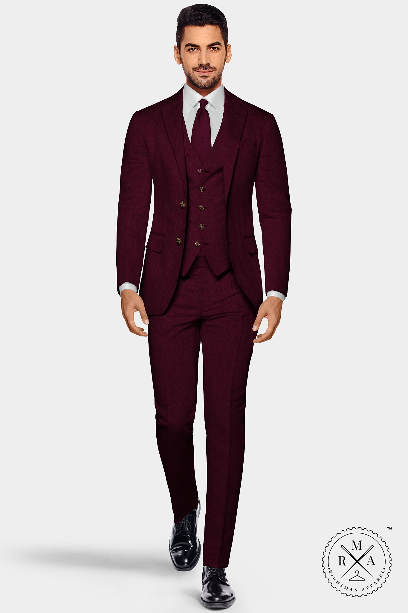 Rich Maroon Velvet Three Piece Suit SU229