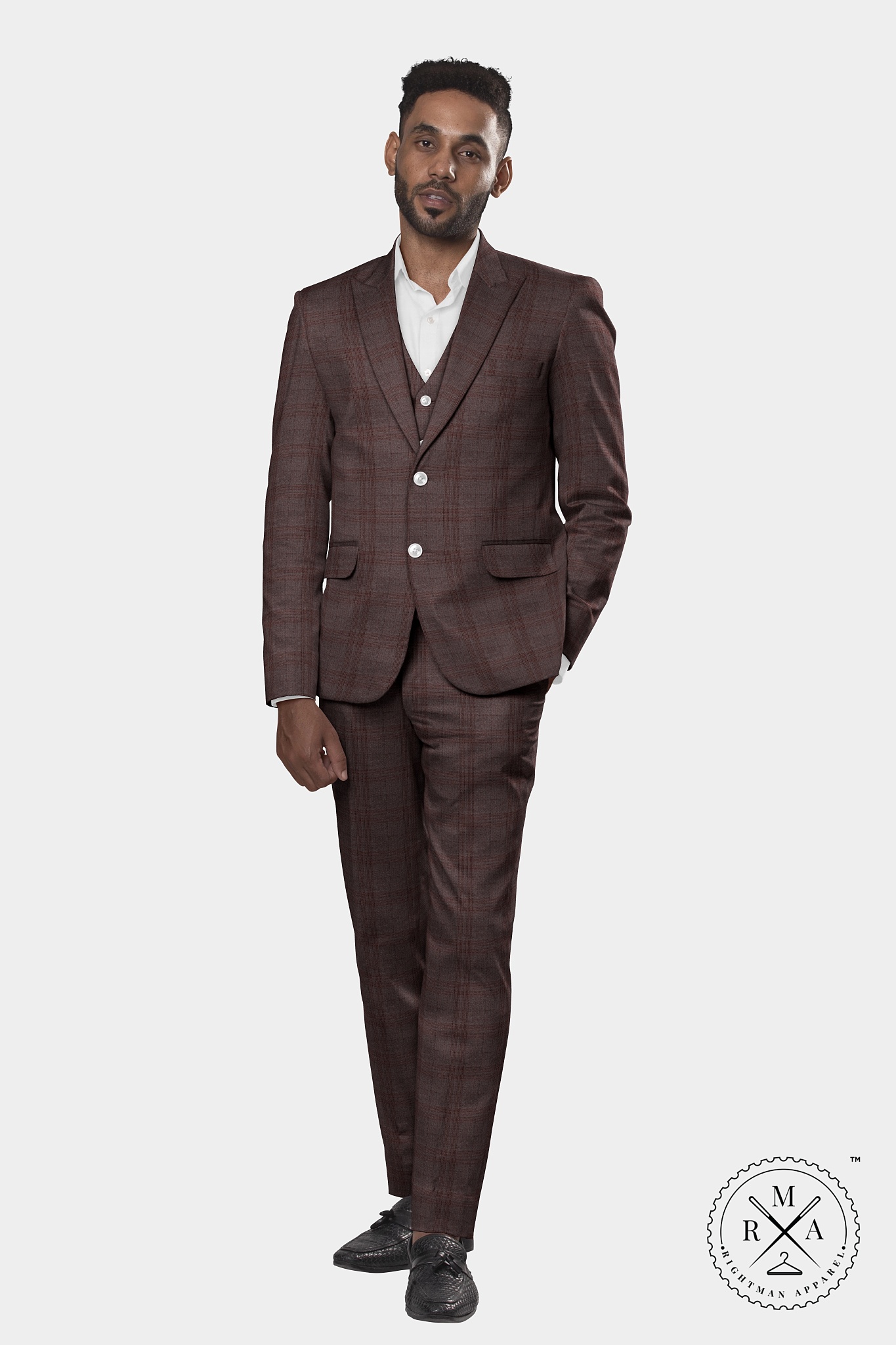 Brown Superwool Three Piece Suit SU272