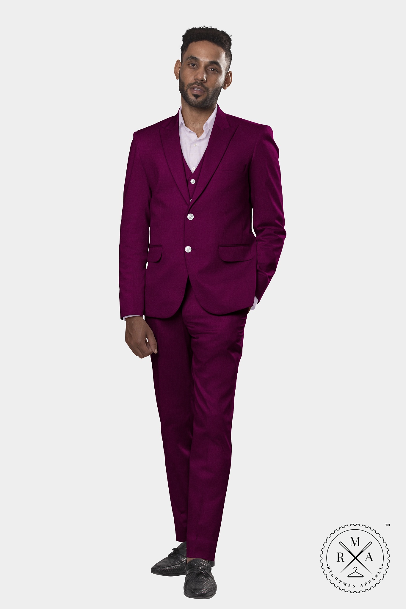 Dark Pink Velvet Three Piece Suit SU297