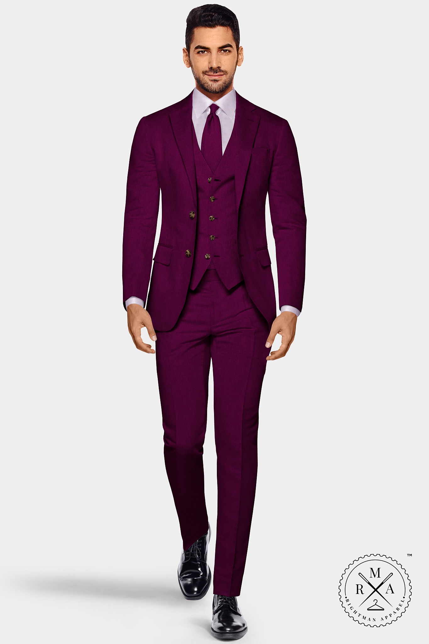 Dark Pink Velvet Three Piece Suit SU297