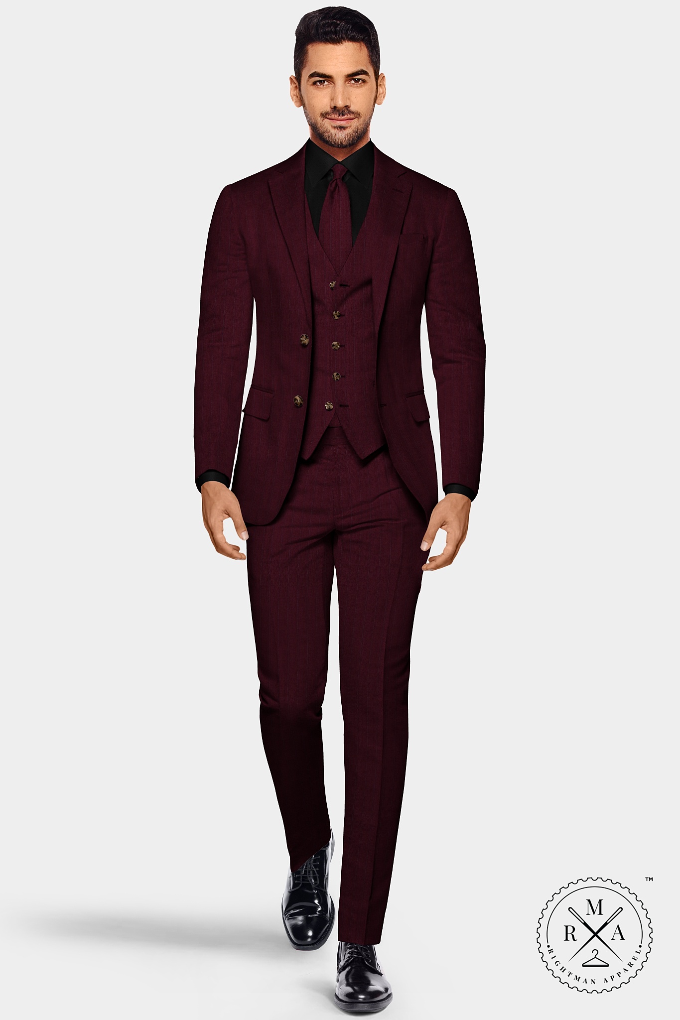 Maroon Lining Three Piece Suit SU308