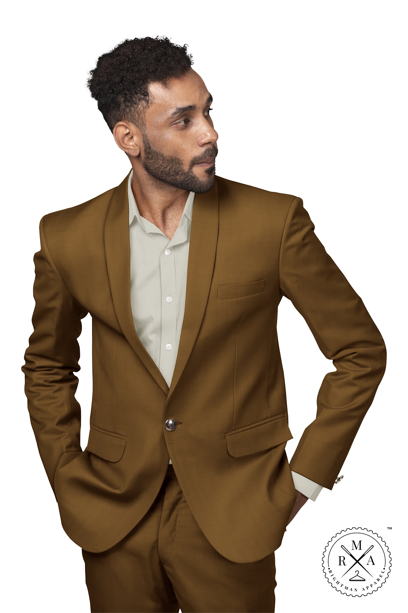 Brown Textured Two Piece Suit SU143