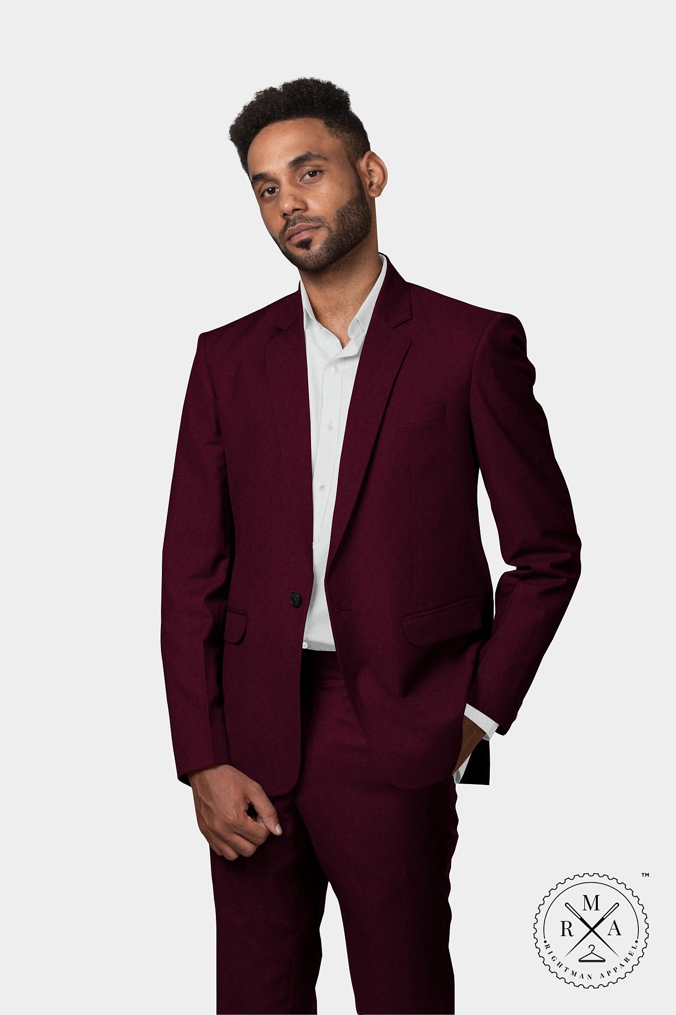 Rich Maroon Velvet Two Piece Suit SU229