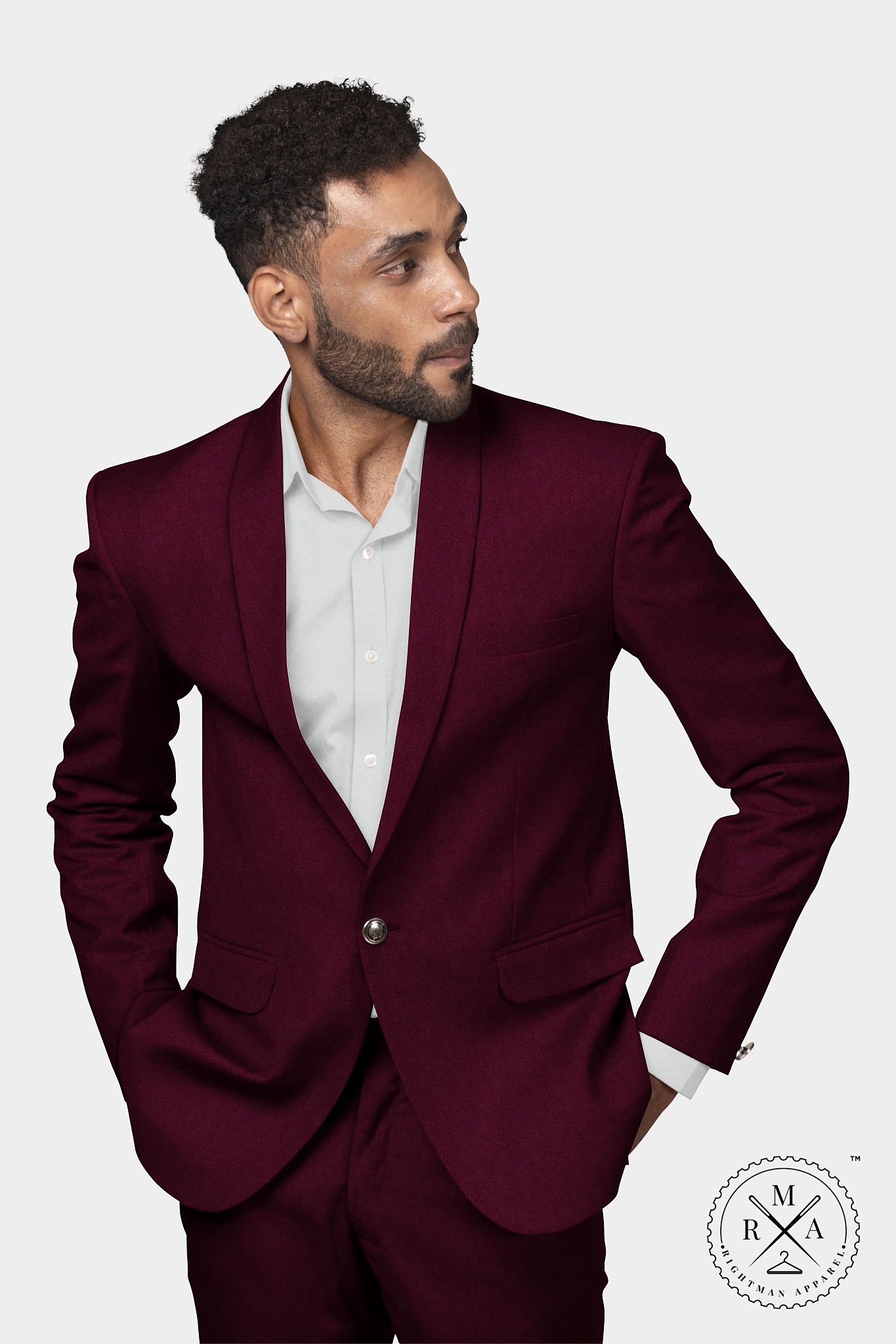 Rich Maroon Velvet Two Piece Suit SU229