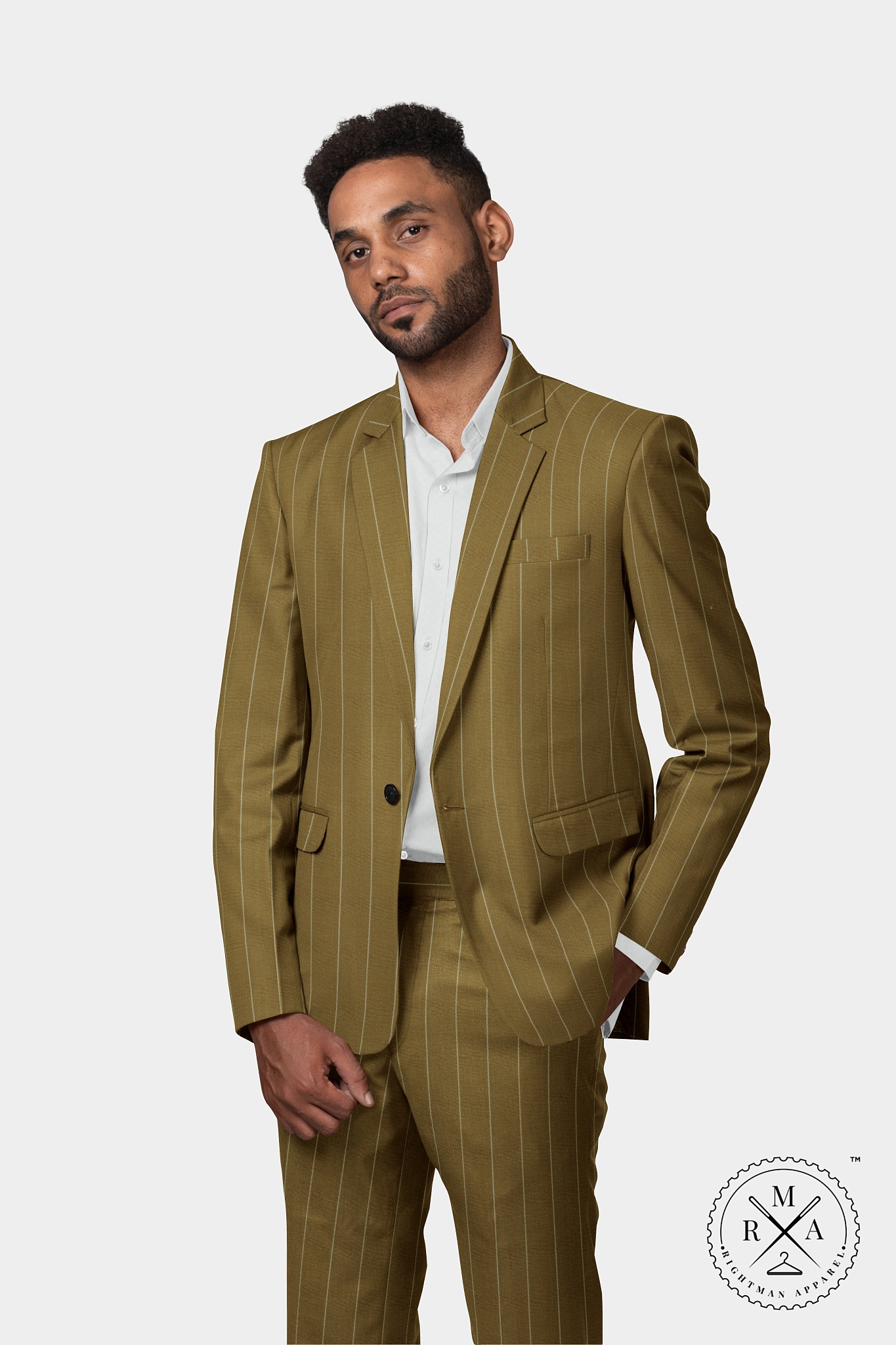 Brown Striped Two Piece Suit SU248