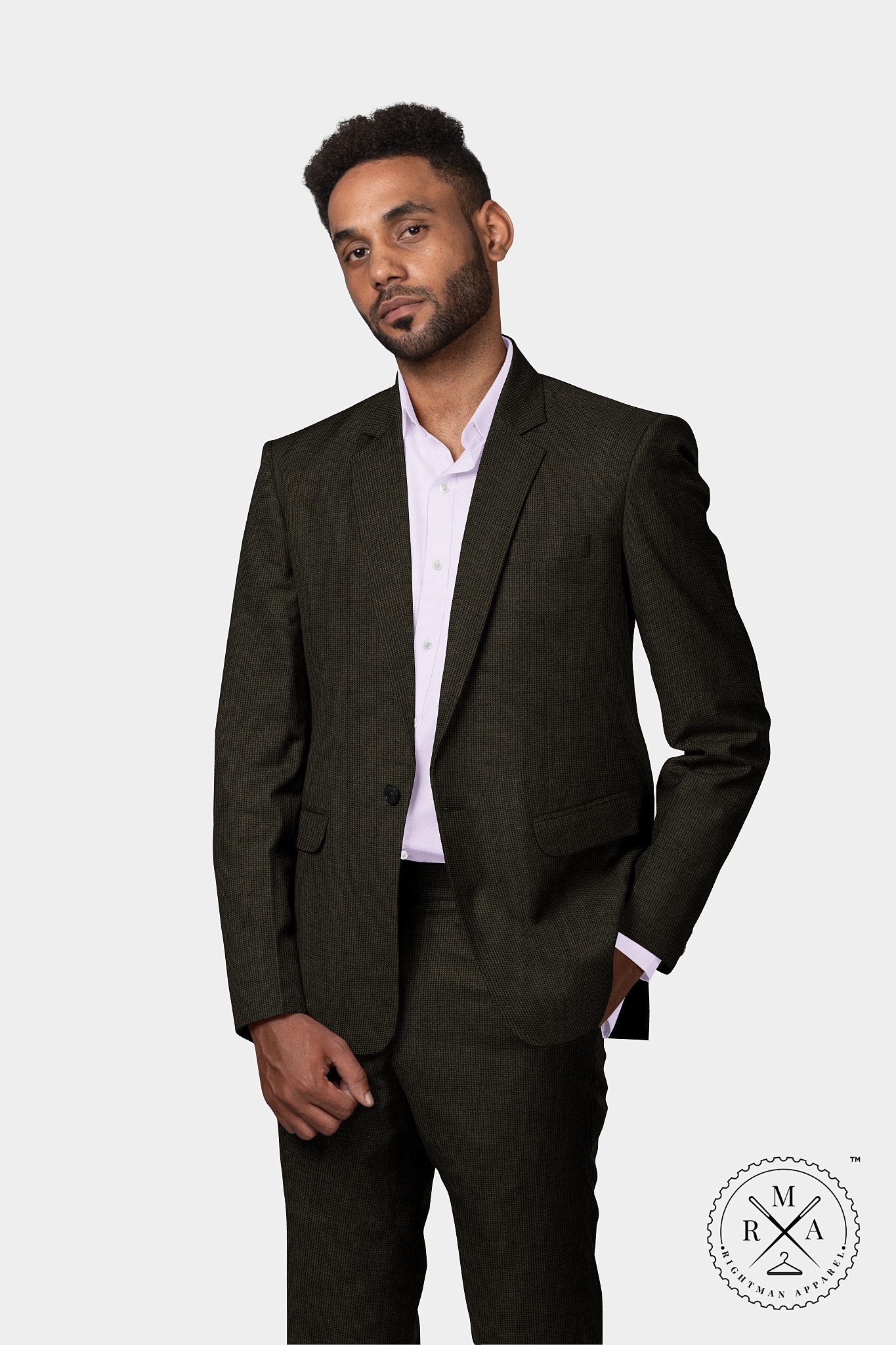 Brown Black Textured Two Piece Suit SU279