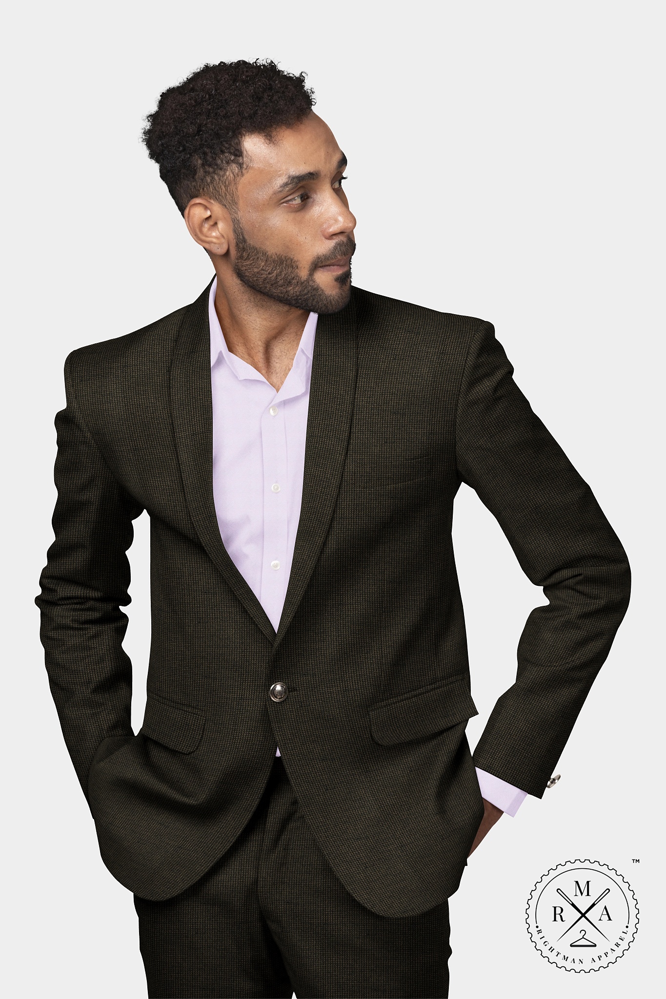 Brown Black Textured Two Piece Suit SU279