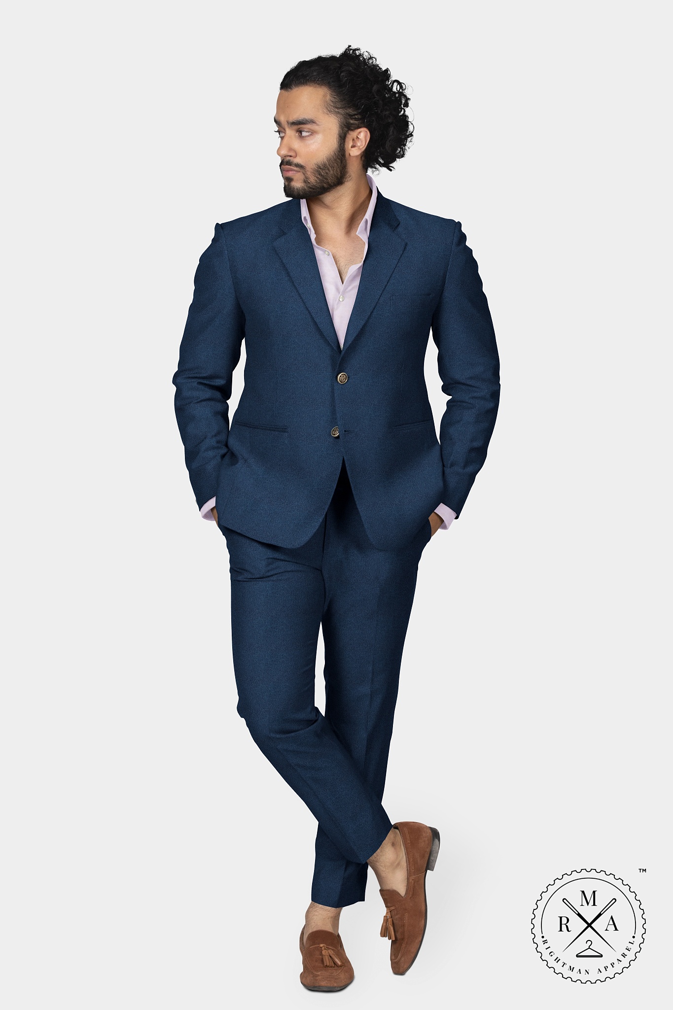 Modern Blue Velvet Two Piece Suit SU299