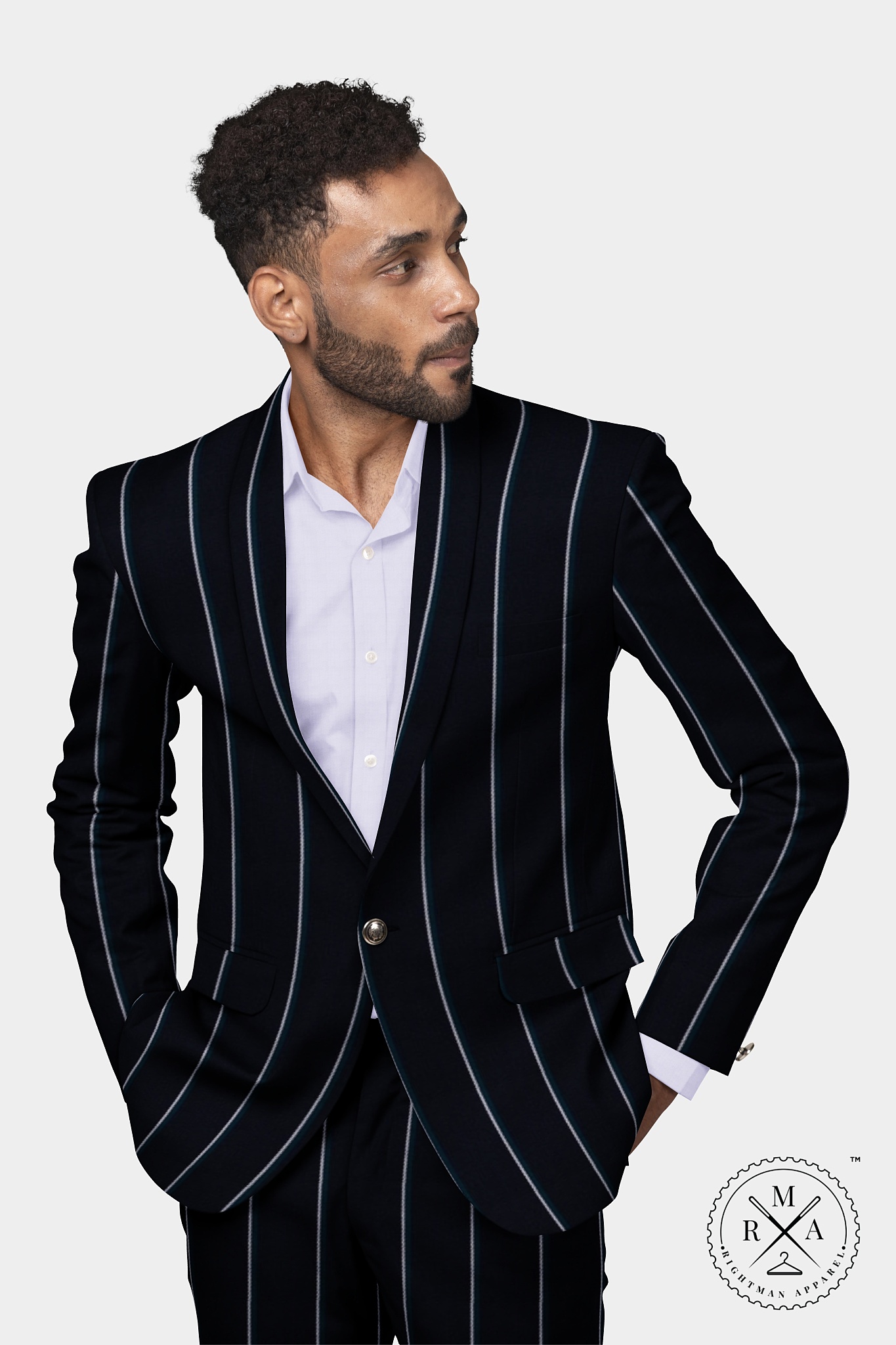 Navy Blue Pinstripe Two Piece Suit SU26