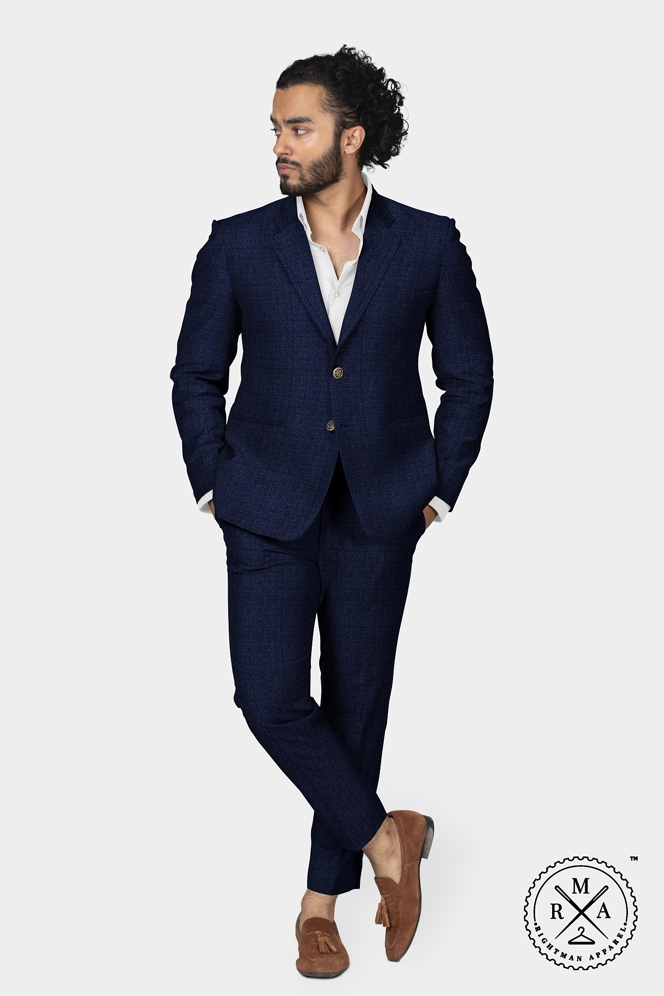 Blue Two Piece Suit With Rugged Look SU103